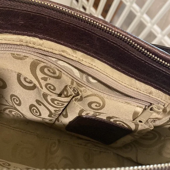 Brighton Dark Brown and Black Leather Woven Bag - Picture 7 of 8